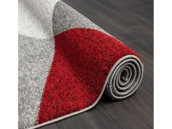 Alfombra Pearl Salón morno Corte contorno, Gris Rojo, 120 x 160 cm