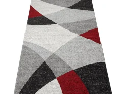 Alfombra Pearl Salón morno Corte contorno, Gris Rojo, 160 x 220 cm