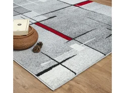 Alfombra Pearl Salón morno Pelo corto, Gris Rojo, 160 x 220 cm