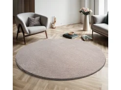 Alfombra pelo corto lavable antideslizante - arena - 160 cm Redondo - RELAX