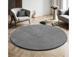 Alfombra pelo corto lavable antideslizante - Antracita - 160 cm Redondo - RELAX