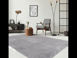 Alfombra pelo corto lavable antideslizante - Gris - 80 x 300 cm - RELAX