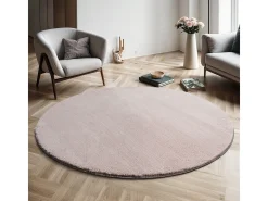 Alfombra pelo corto lavable antideslizante - Rosa - 200 cm Redondo - RELAX