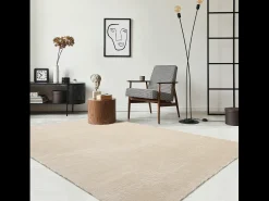 Alfombra pelo corto lavable antideslizante - Beige - 240 x 340 cm - RELAX
