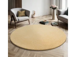 Alfombra pelo corto lavable antideslizante - Oro - 200 cm Redondo - RELAX