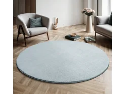 Alfombra pelo corto lavable antideslizante - Azul - 120 cm Redondo - RELAX