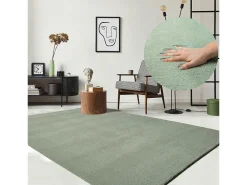 Alfombra pelo corto lavable antideslizante - Verde - 120 x 160 cm - RELAX