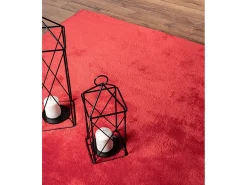 Alfombra pelo corto lavable antideslizante - Rojo - 200 cm Redondo - RELAX