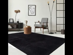 Alfombra pelo corto lavable antideslizante - Negro - 120 x 160 cm - RELAX