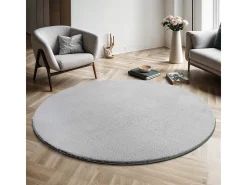 Alfombra pelo corto lavable antideslizante - Gris - 200 cm Redondo - RELAX