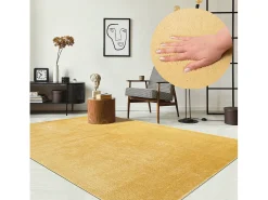 Alfombra pelo corto lavable antideslizante - Oro - 140 x 200 cm - RELAX