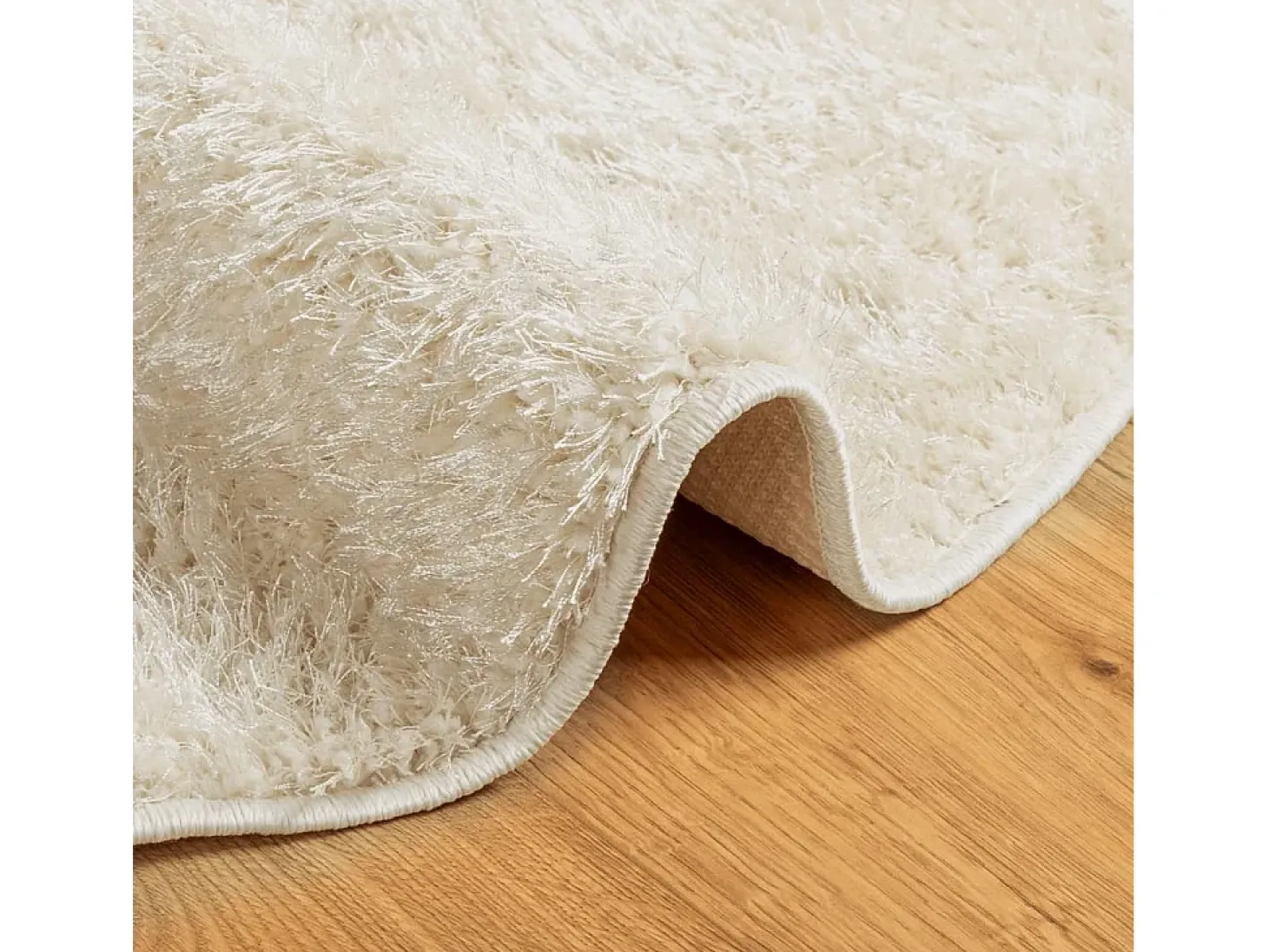 Alfombra pelo largo aspecto brillante ISTAN crema Ø 160 cm