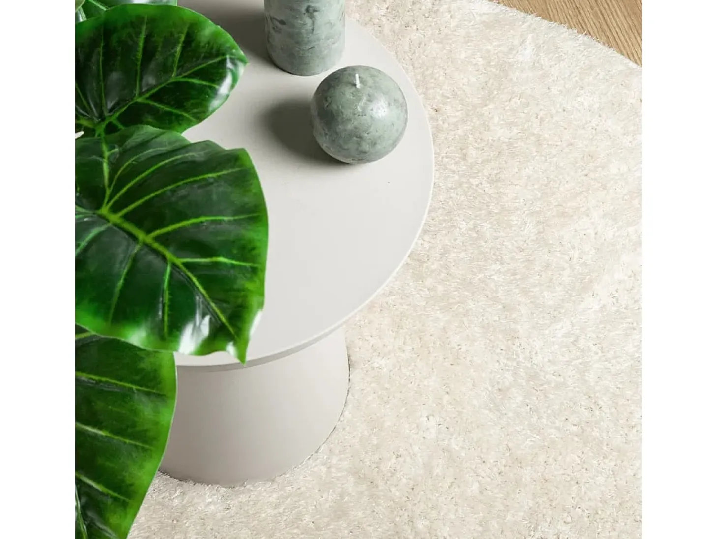 Alfombra pelo largo aspecto brillante ISTAN crema Ø 160 cm