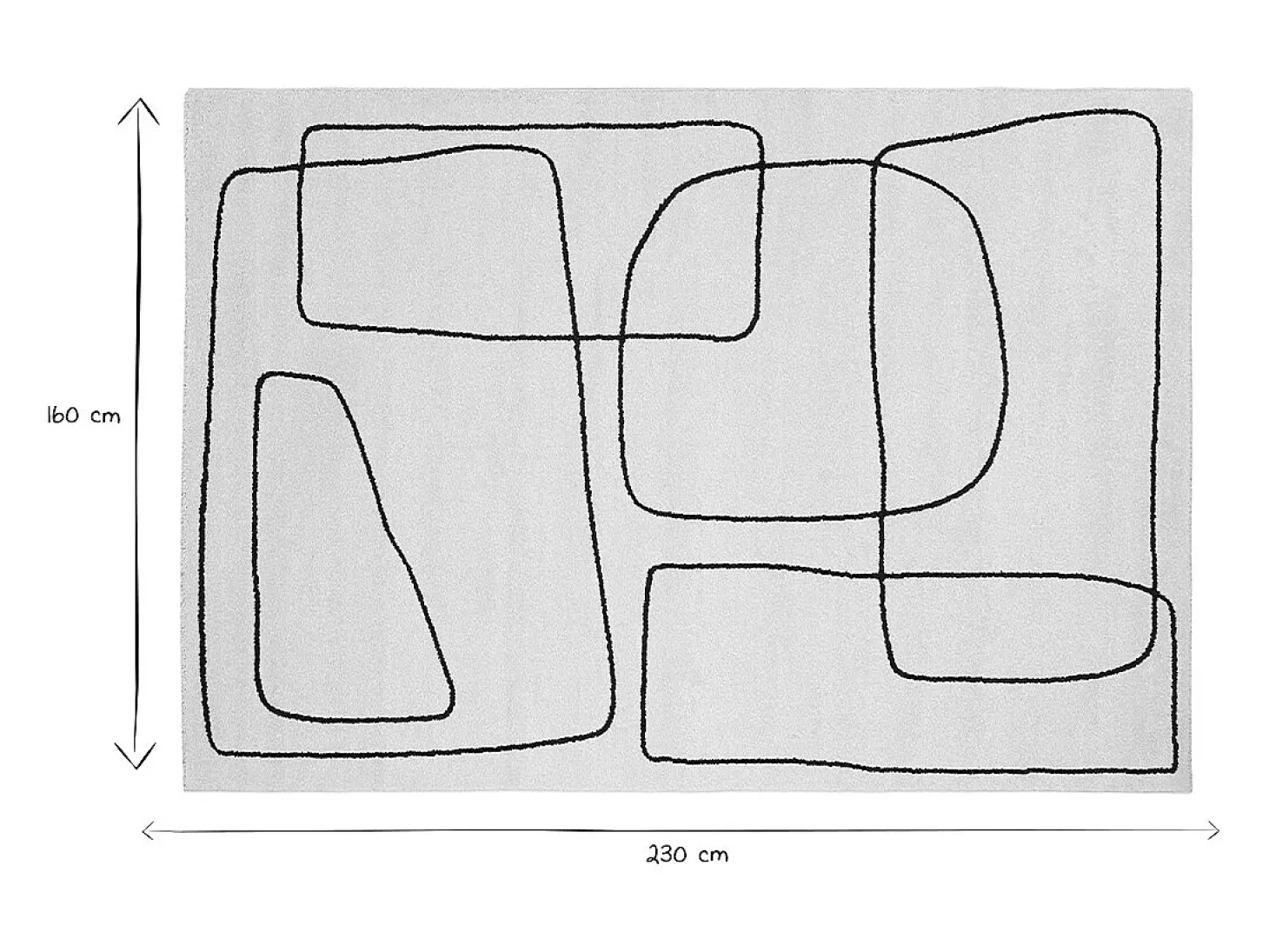Alfombra rectangular 160 x 230 cm Line Art blanco roto y negro TIANA