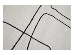 Alfombra rectangular 160 x 230 cm Line Art blanco roto y negro TIANA