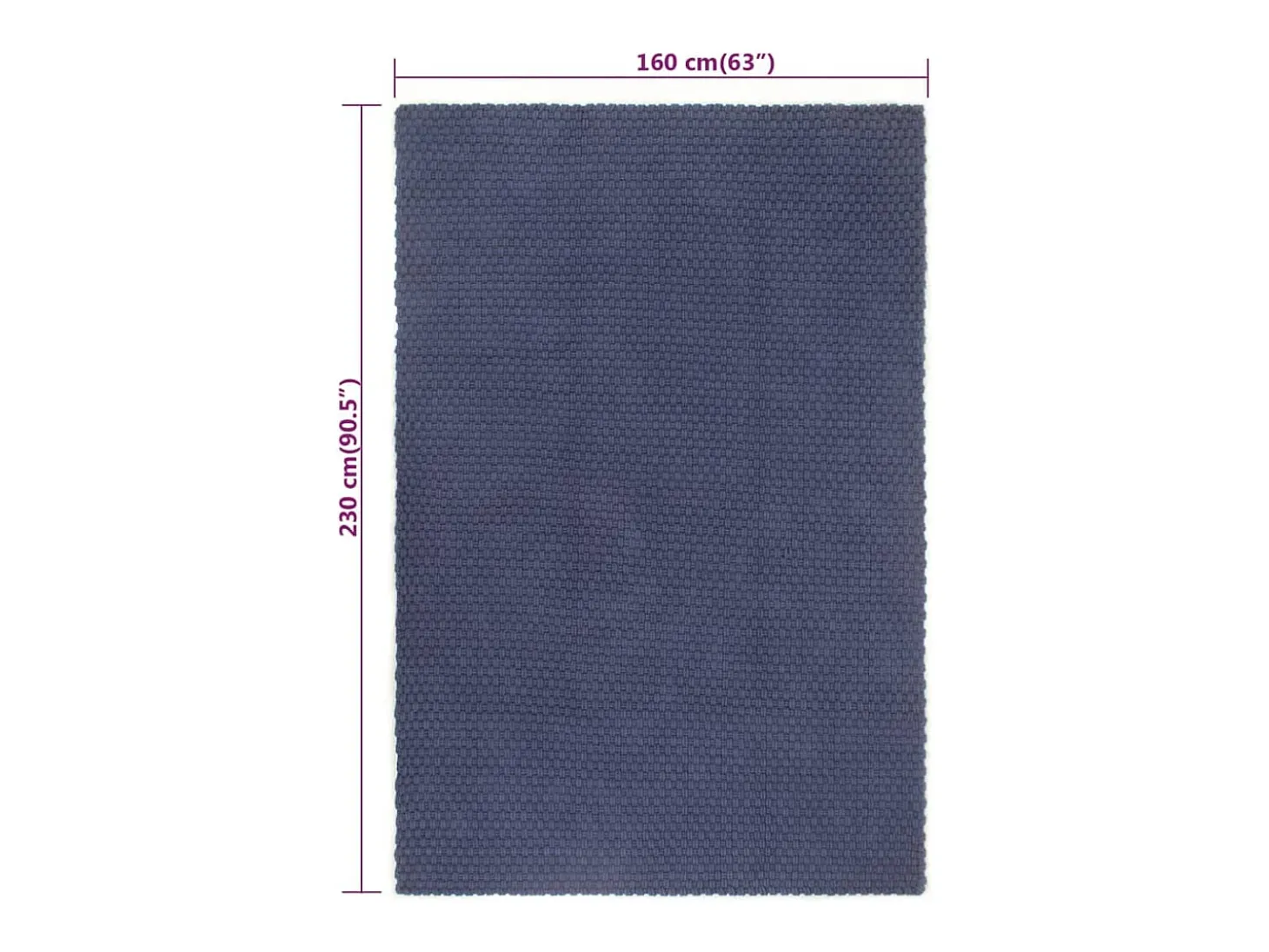 Alfombra rectangular azul marino 160x230 cm algodón