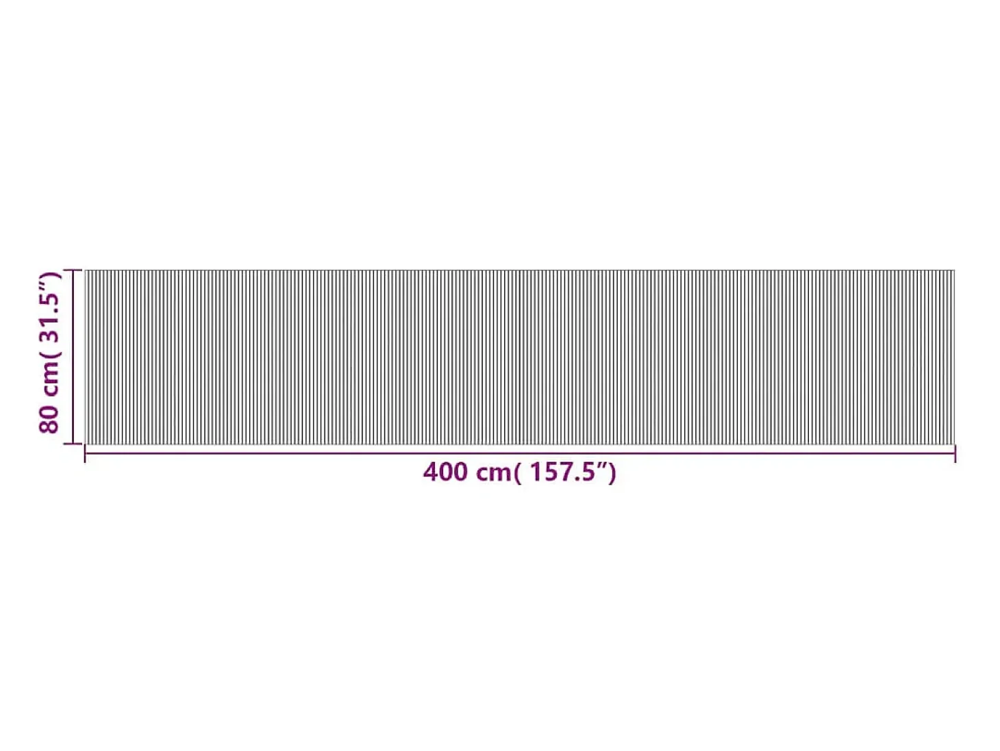 Alfombra rectangular bambú gris 80x400 cm