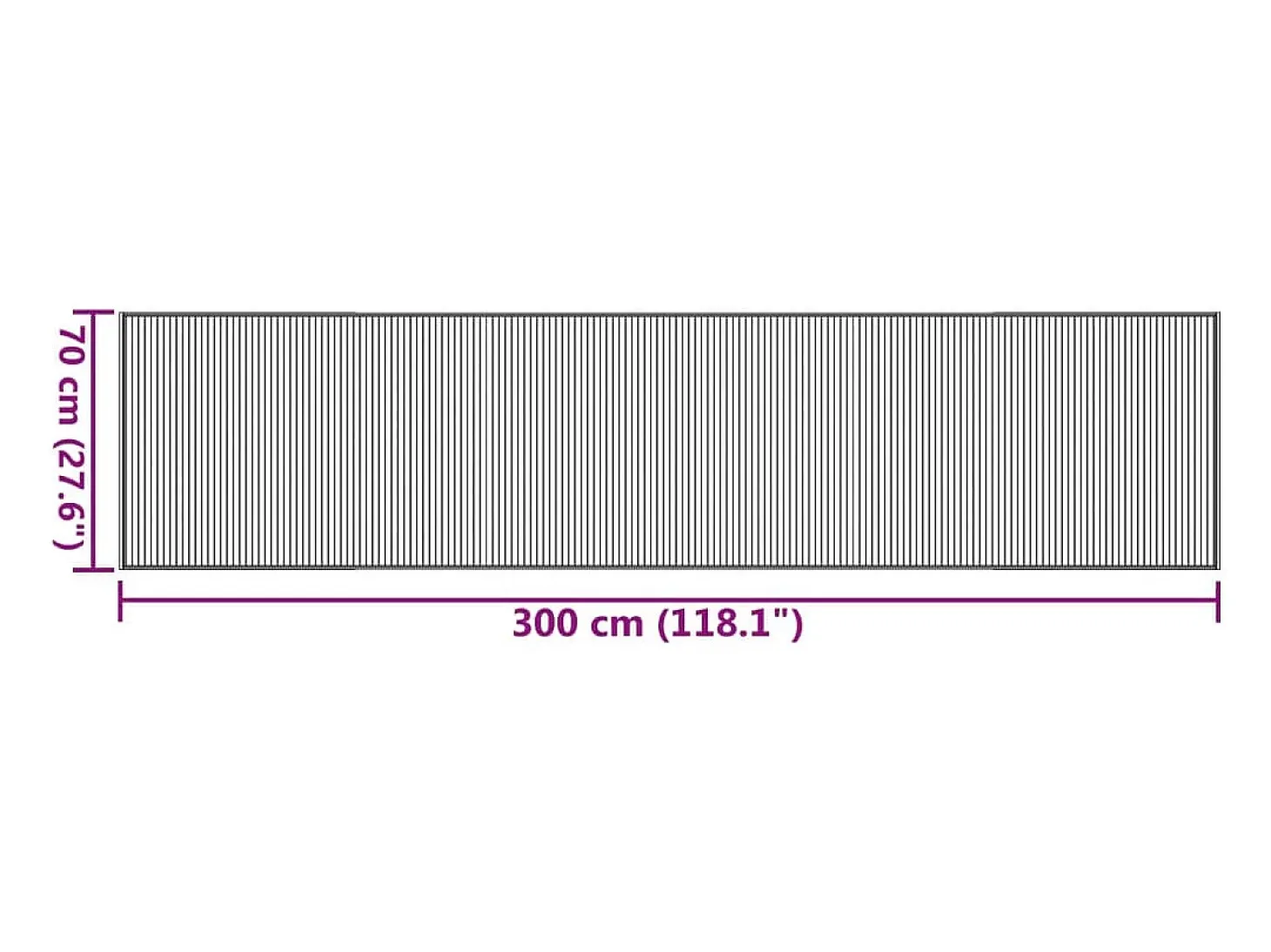 Alfombra rectangular bambú negro 70x300 cm