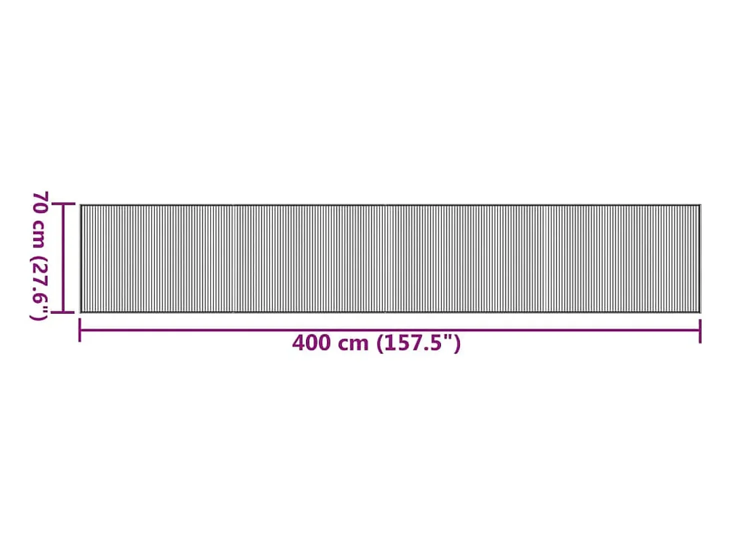 Alfombra rectangular bambú gris 70x400 cm