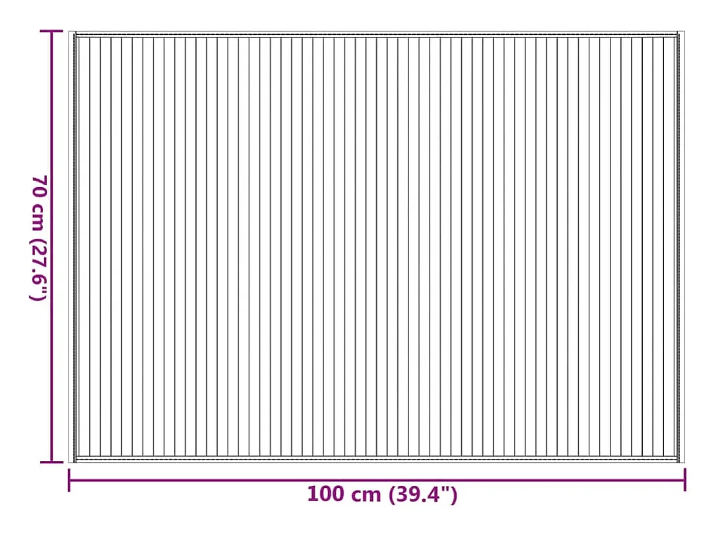 Alfombra rectangular bambú negro 70x100 cm