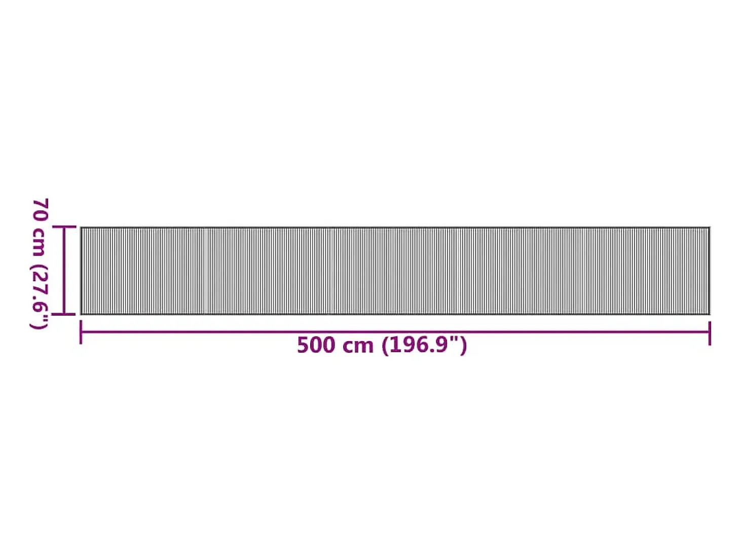 Alfombra rectangular bambú negro 70x500 cm