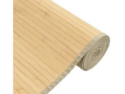 Alfombra rectangular bambú color natural claro 80x1000 cm