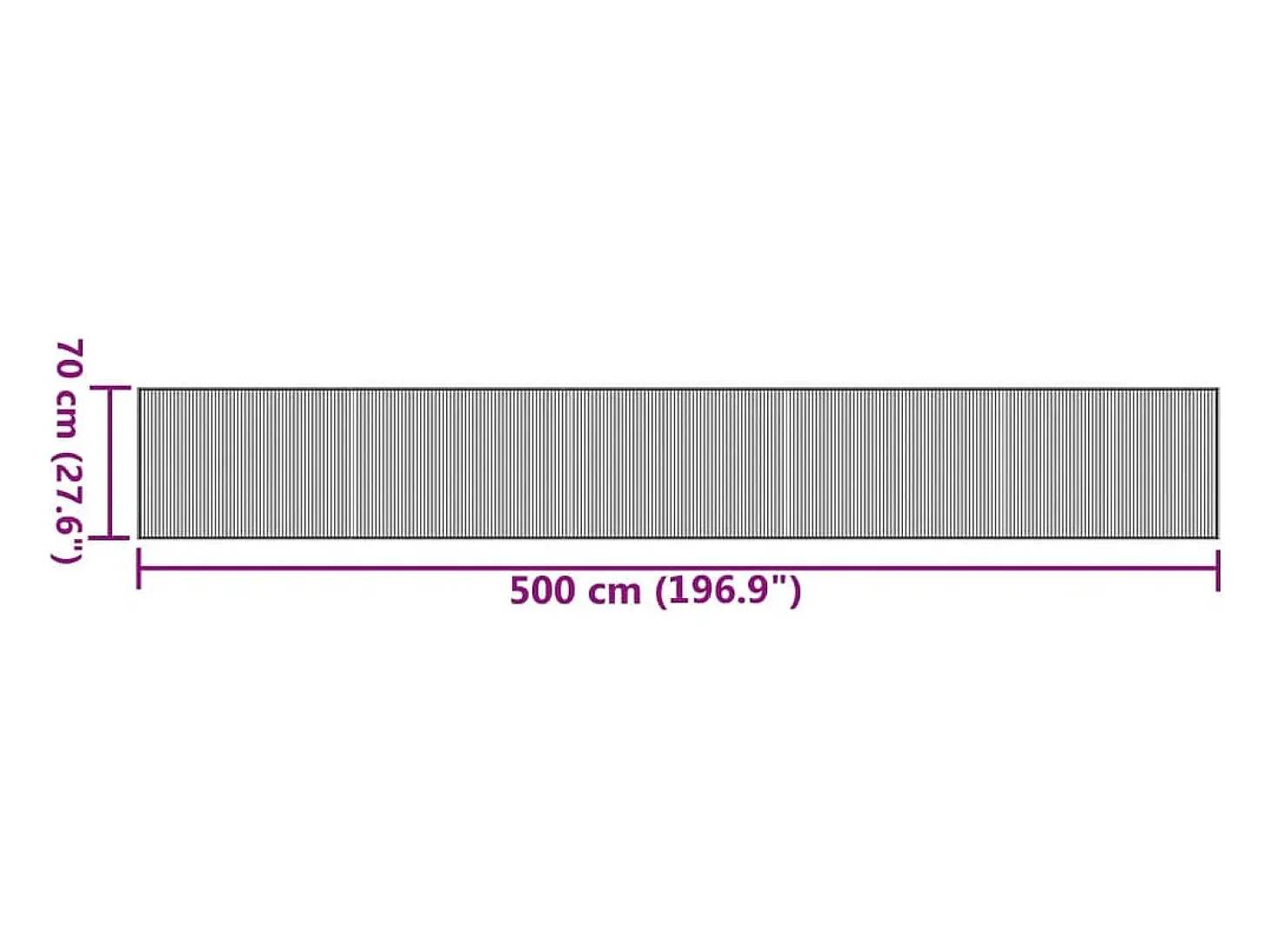 Alfombra rectangular bambú color natural claro 70x500 cm