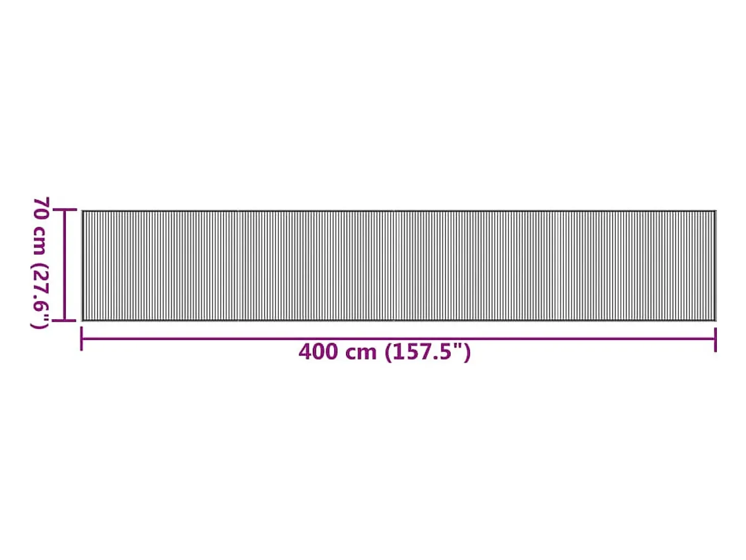 Alfombra rectangular bambú negro 70x400 cm
