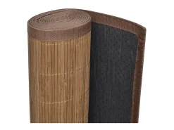 Alfombra rectangular de bambú marrón 80 x 200 cm ES84765