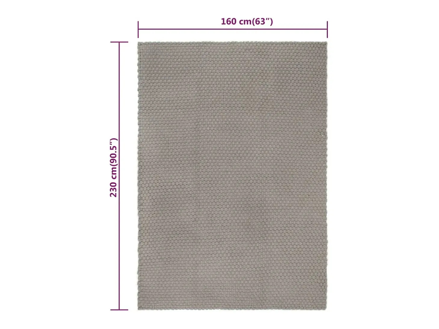 Alfombra rectangular Gris 160x230 cm Algodón