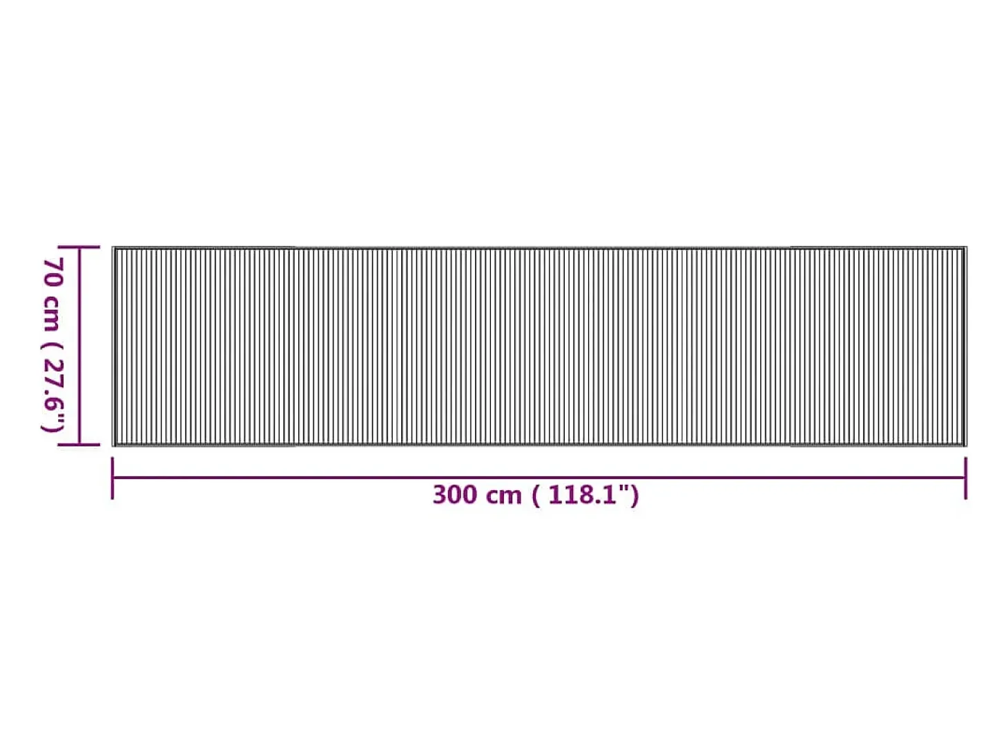 Alfombra rectangular natural de bambú 70x300 cm