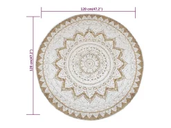 Alfombra redonda 120 cm yute trenzado estampado