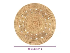 Alfombra redonda 90 cm yute trenzado con diseño