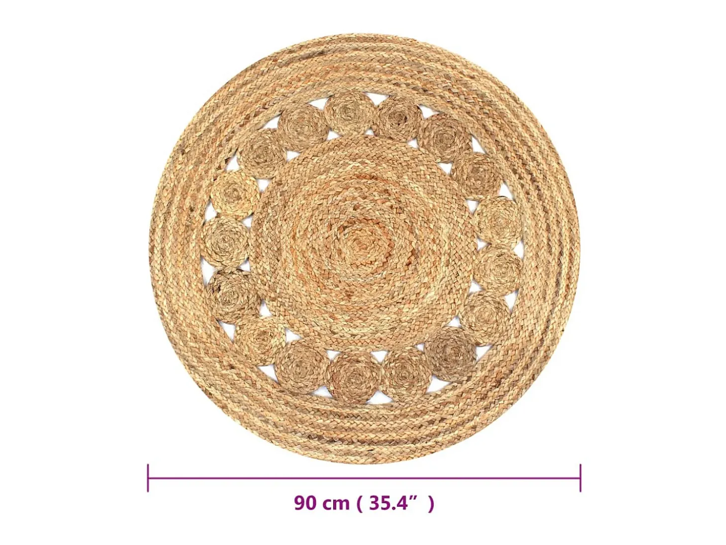 Alfombra redonda con diseño yute trenzado 90 cm ES20726