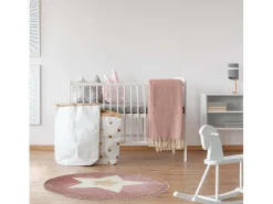 Alfombra Redonda Infantil 80cm Rosa Estrella Lurex Metálico Polipropileno & Poliéster