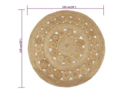 Alfombra redonda yute trenzado con diseño 150 cm