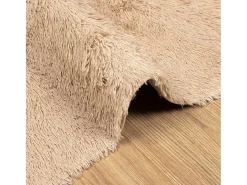 Alfombra shaggy de pelo largo NAVARRA beige 200x200 cm poliéster