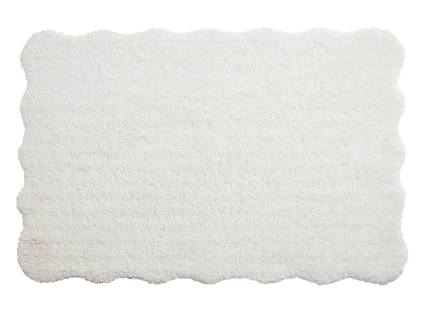 Alfombra shaggy de pelo largo con bordes ondulados, 160 x 230 cm, Blanco, NERIDA