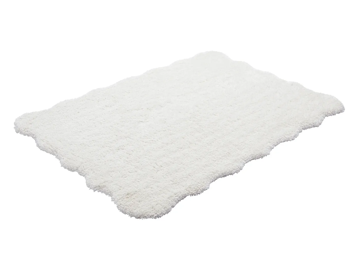 Alfombra shaggy de pelo largo con bordes ondulados, 160 x 230 cm, Blanco, NERIDA