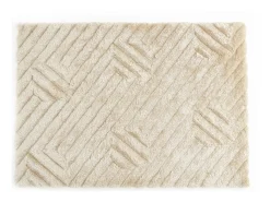 Alfombra shaggy de pelo largo en relieve - 160 x 230 cm - Blanco roto - MAZE