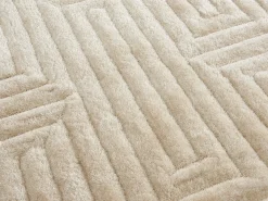 Alfombra shaggy de pelo largo en relieve - 160 x 230 cm - Blanco roto - MAZE