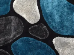 Alfombra shaggy turquesa y gris poliéster 140x200 cm PIETRA