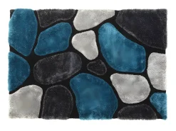 Alfombra shaggy turquesa y gris poliéster 140x200 cm PIETRA