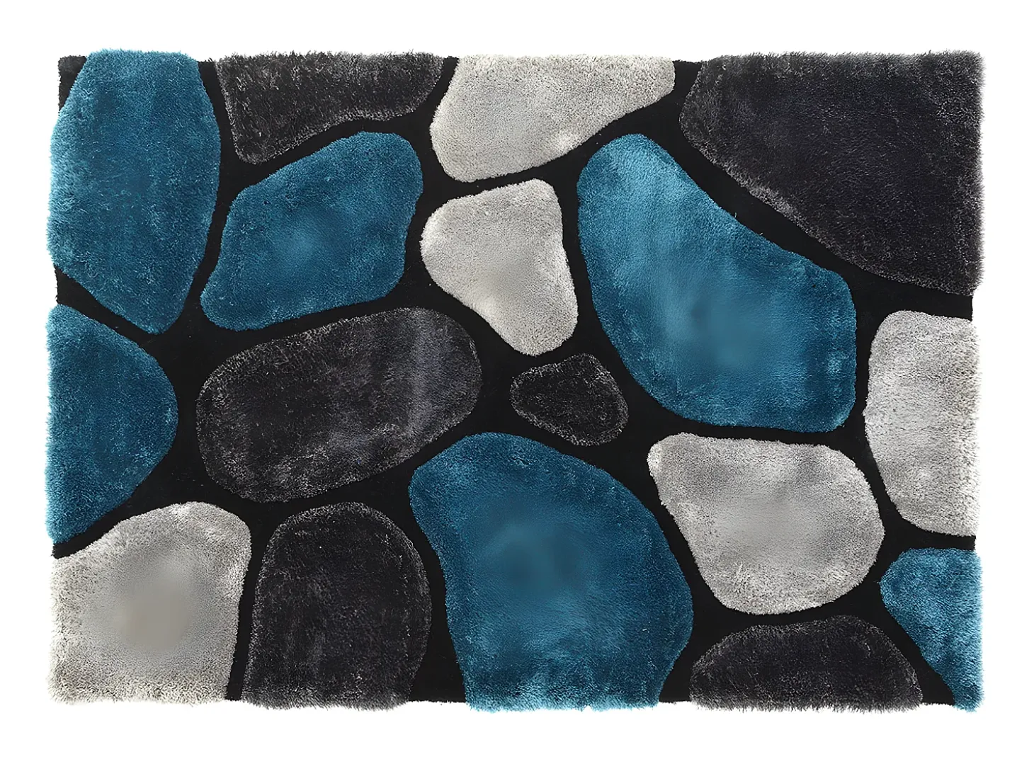Alfombra shaggy turquesa y gris poliéster 140x200 cm PIETRA