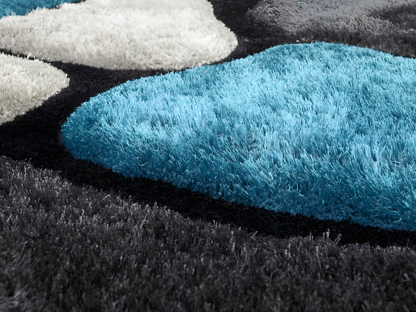 Alfombra shaggy turquesa y gris poliéster 140x200 cm PIETRA