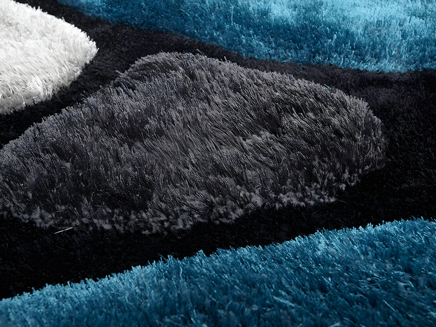 Alfombra shaggy turquesa y gris poliéster 120x170 cm PIETRA