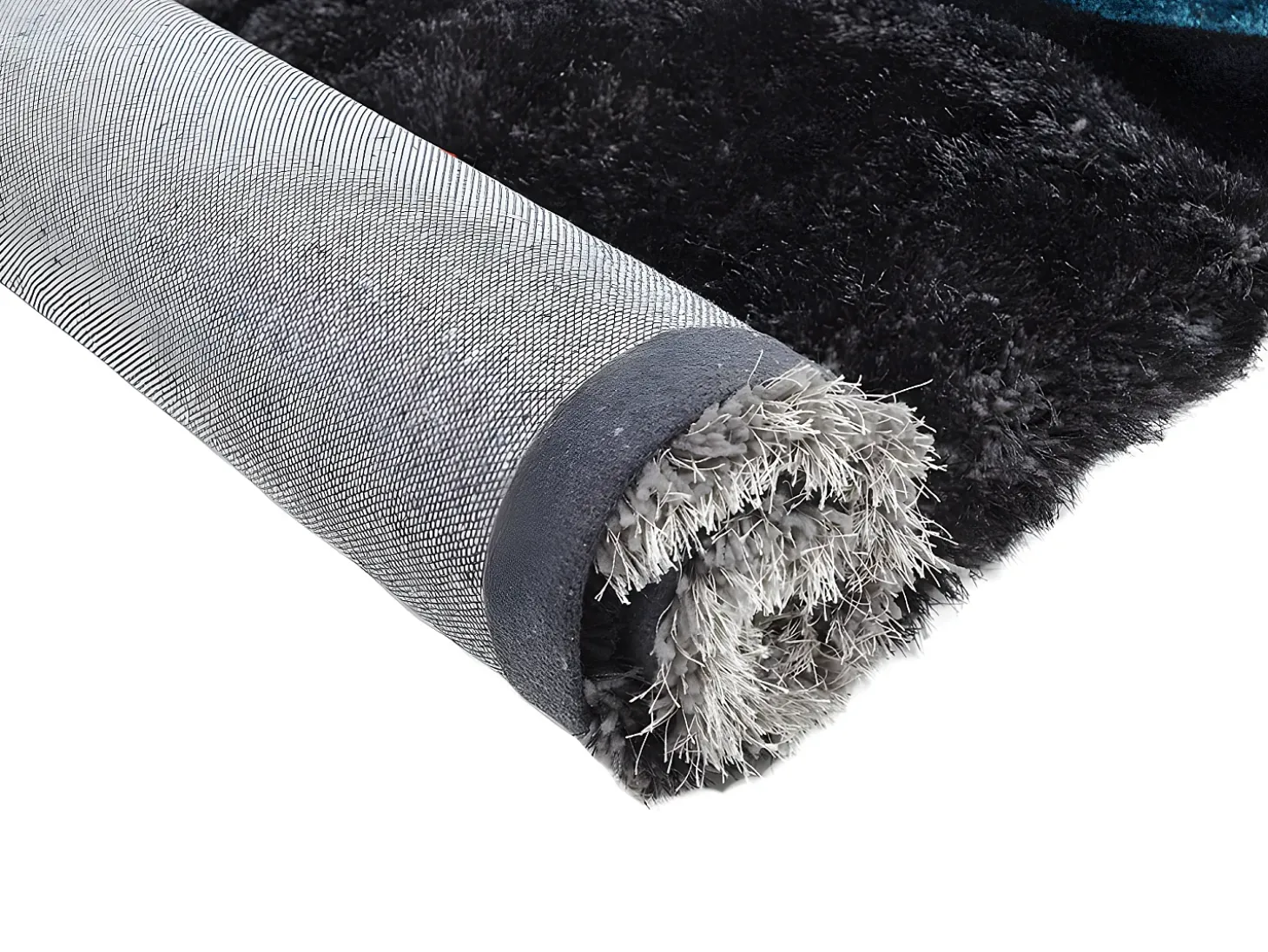 Alfombra shaggy turquesa y gris poliéster 120x170 cm PIETRA