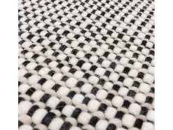 Alfombra tejida a mano, 100% lana - 120x170cm - negro, crema, blanco - Avalon