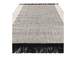 Alfombra tejida a mano, 100% lana - 120x170cm - negro, crema, blanco - Avalon