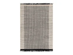Alfombra tejida a mano, 100% lana - 160x230cm - negro, crema, blanco - Avalon